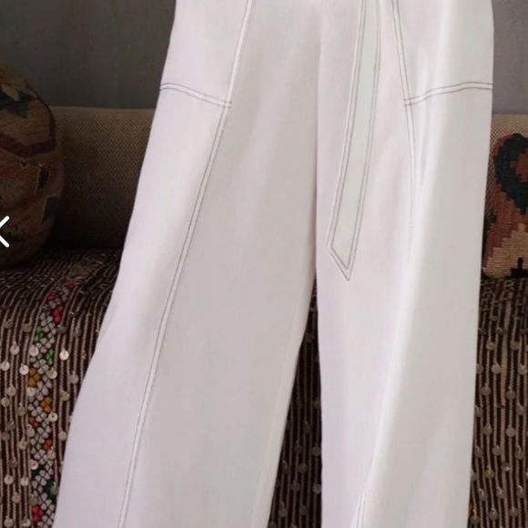 Cassandra Linen Wide-Leg Pant - OFF WHITE / Lg - Picture 2 of 8